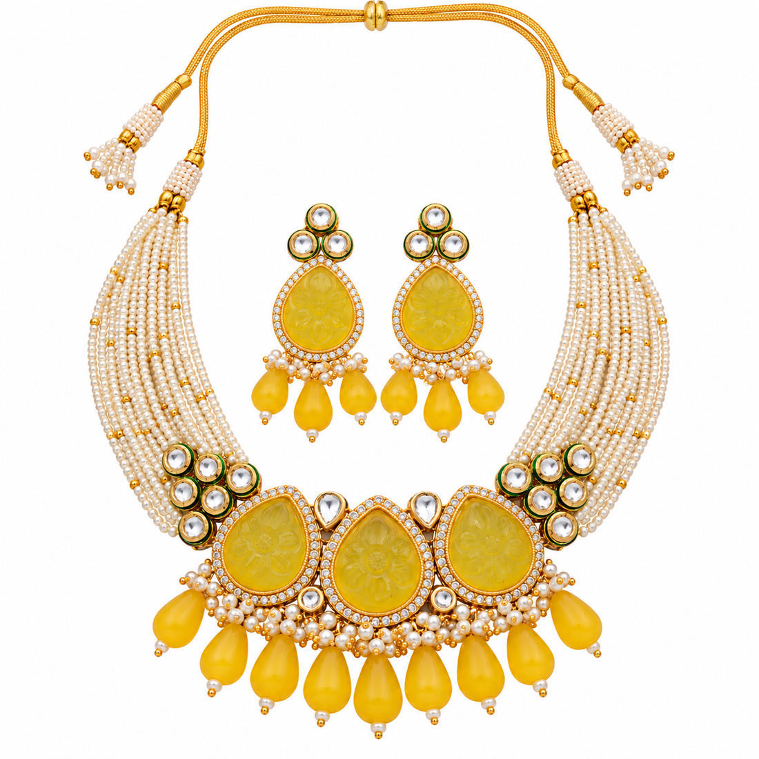 Amrapali Inspired stone Meenakari Kundan With AD Necklace Choker Set