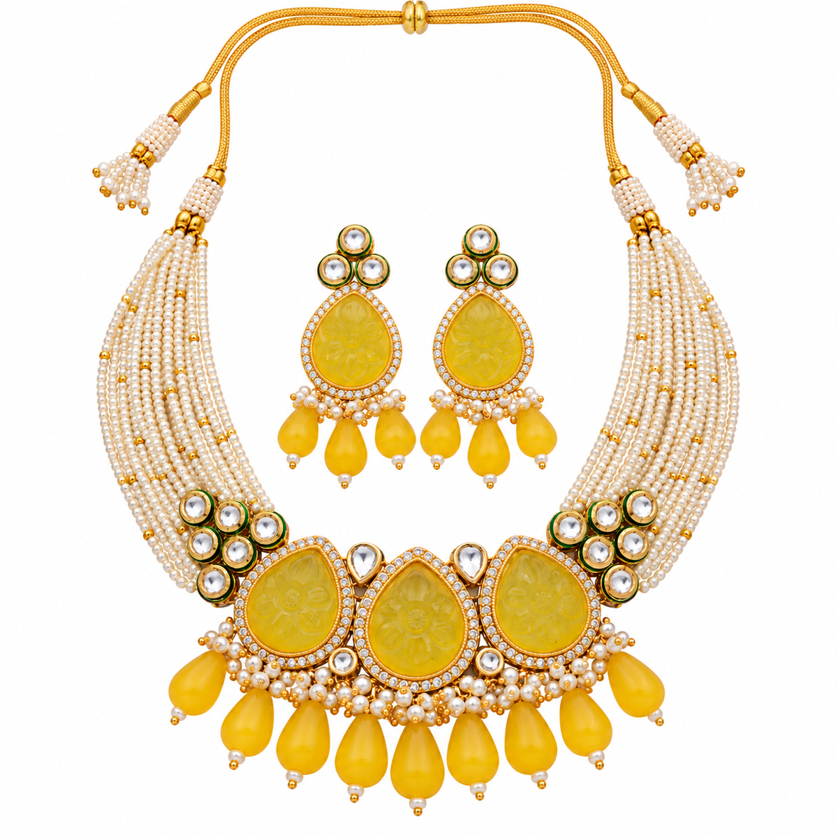 Amrapali Inspired stone Meenakari Kundan With AD Necklace Choker Set