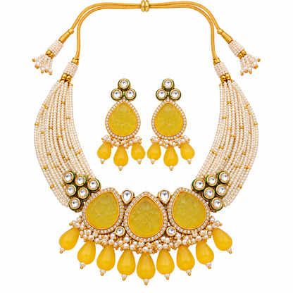 Amrapali Inspired stone Meenakari Kundan With AD Necklace Choker Set
