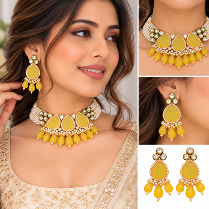 Amrapali Inspired stone Meenakari Kundan With AD Necklace Choker Set