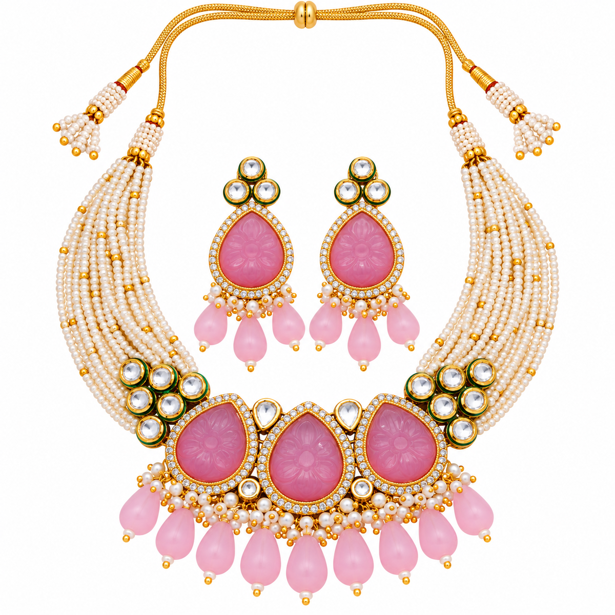 Amrapali Inspired stone Meenakari Kundan With AD Necklace Choker Set