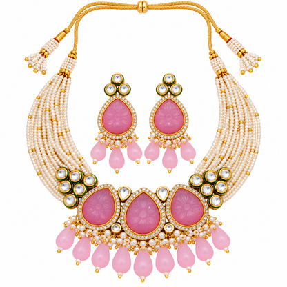 Amrapali Inspired stone Meenakari Kundan With AD Necklace Choker Set