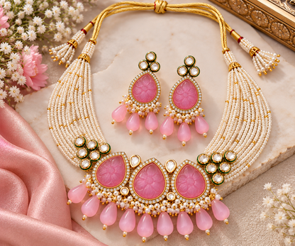Amrapali Inspired stone Meenakari Kundan With AD Necklace Choker Set