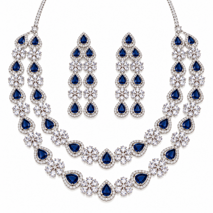 Afreen Double Layer CZ Necklace Set
