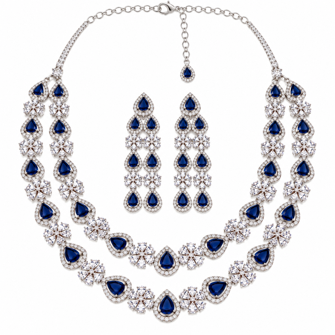 Afreen Double Layer CZ Necklace Set