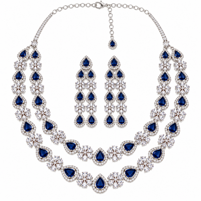 Afreen Double Layer CZ Necklace Set