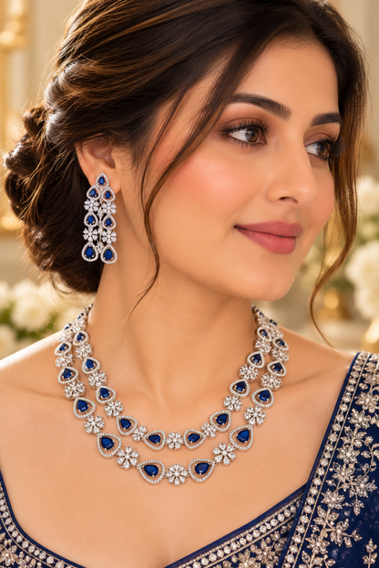 Afreen Double Layer CZ Necklace Set