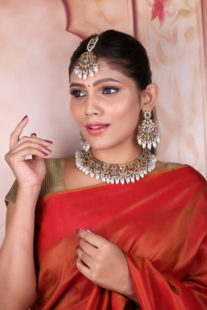 Multicolor Antique Polki Kundan Necklace Set