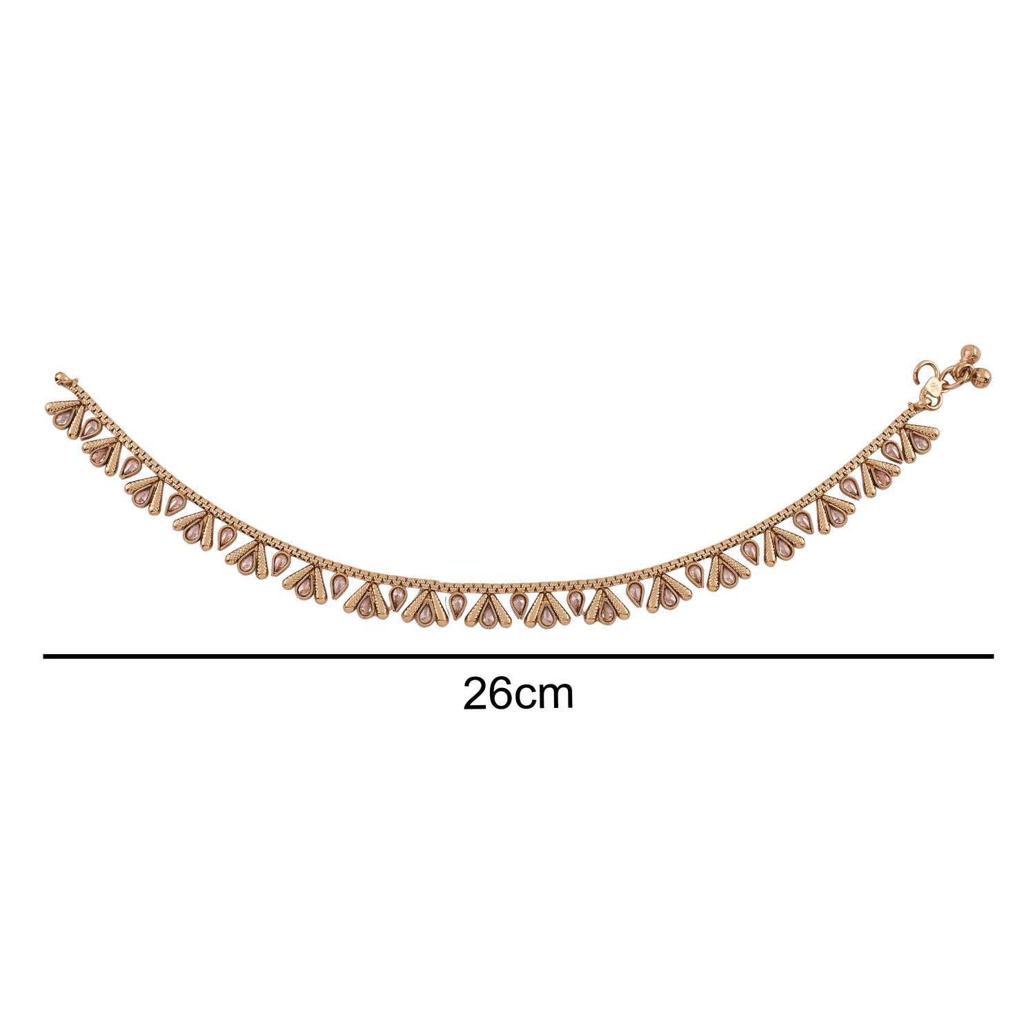 Antique Champagne Polki Anklet Set - Payal