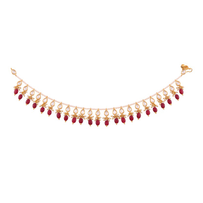 Maya Traditional Ruby Kundan Pearl Anklet Set - Payal