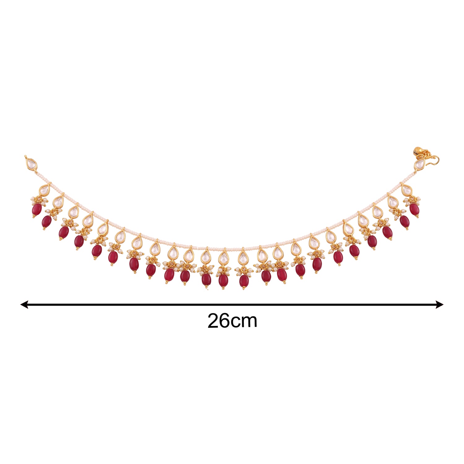Maya Traditional Ruby Kundan Pearl Anklet Set - Payal