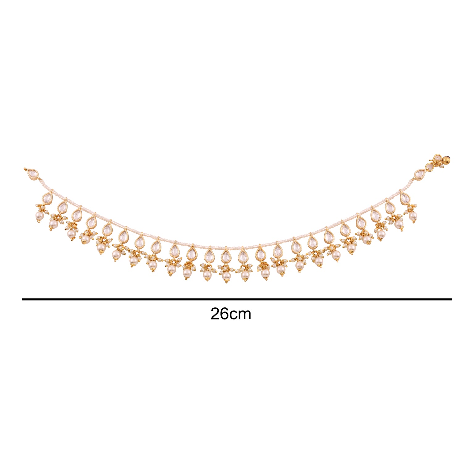 Maya Traditional Gold Kundan Pearl Anklet Set - Payal