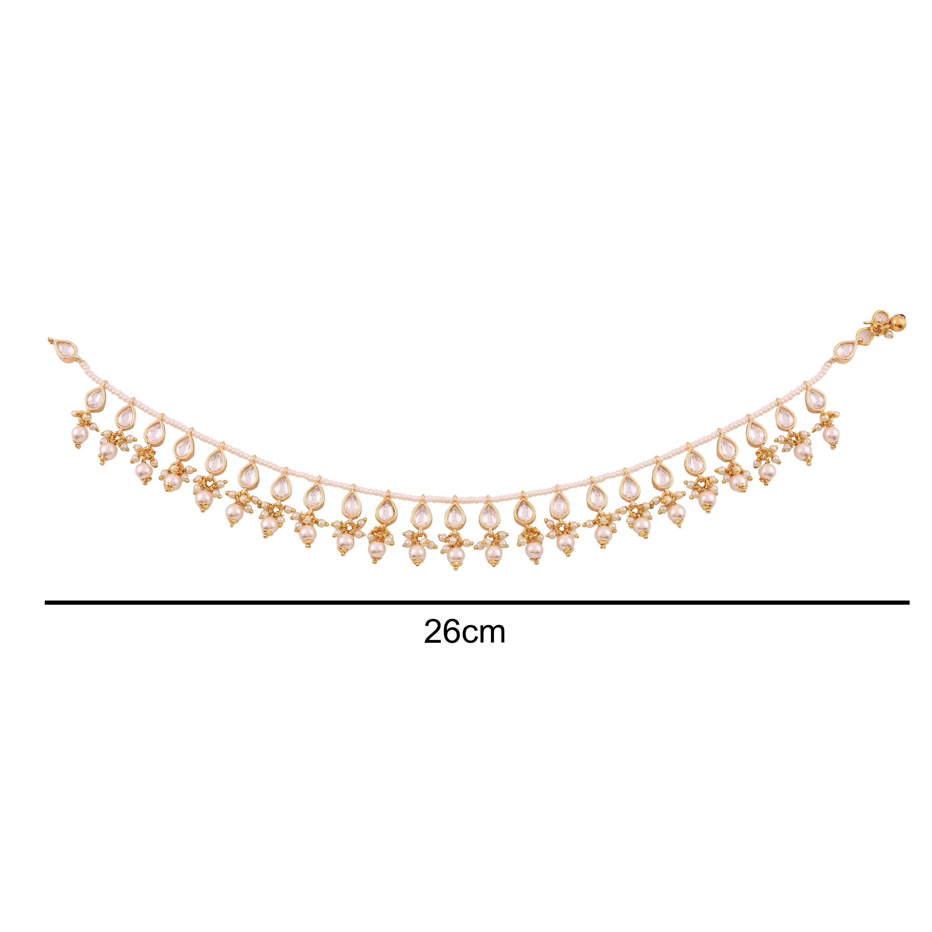 Maya Traditional Gold Kundan Pearl Anklet Set - Payal