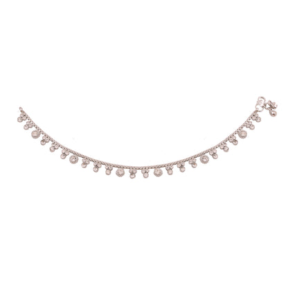 CZ Silver Traditional Anklet Set - Payal