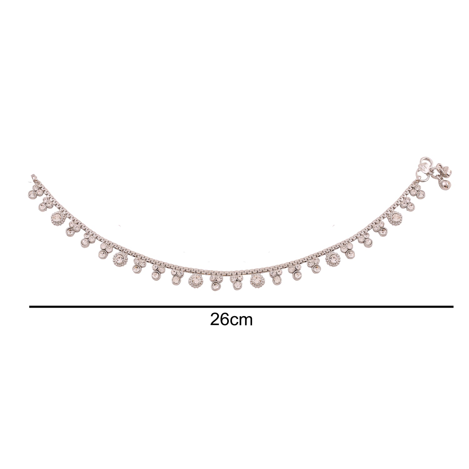 CZ Silver Traditional Anklet Set - Payal