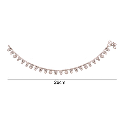 CZ Silver Traditional Anklet Set - Payal