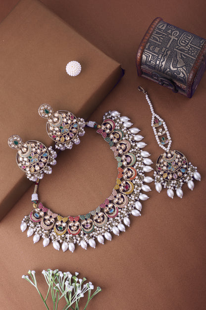 Multicolor Antique Polki Kundan Necklace Set
