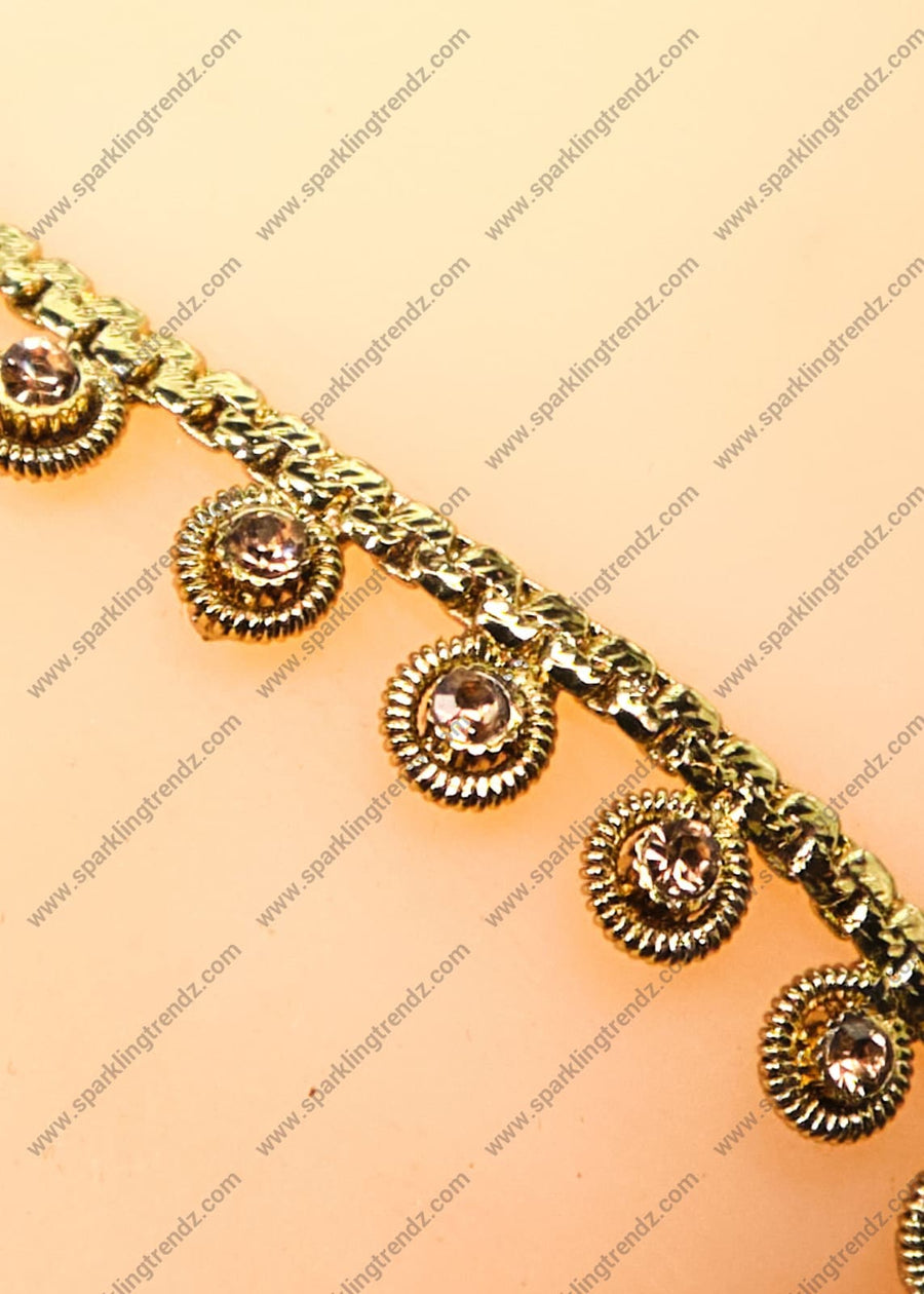 Antique Gold Polki Anklet Set Anklets