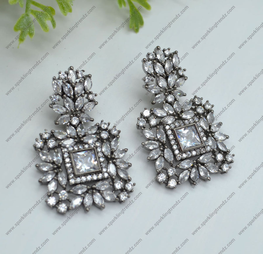 Monalisa Cz Studded Earrings In Victorian Finish