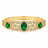 Openable gold polish American diamond bracelet with emerald green oval stones and pave floral design – Sparkling Trendz