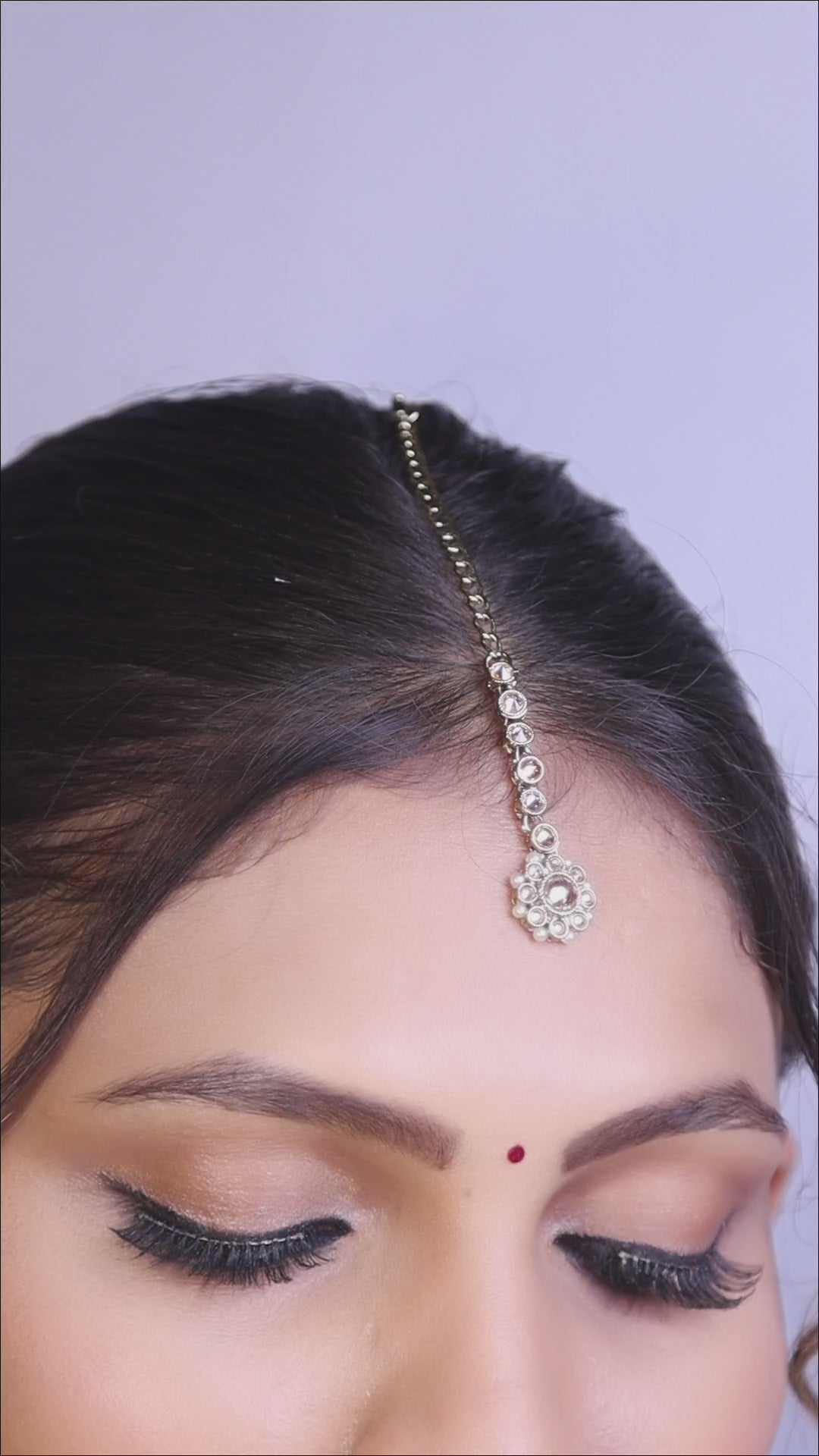 Champagne Polki Floral Necklace Set with Studs & Maang Tikka video