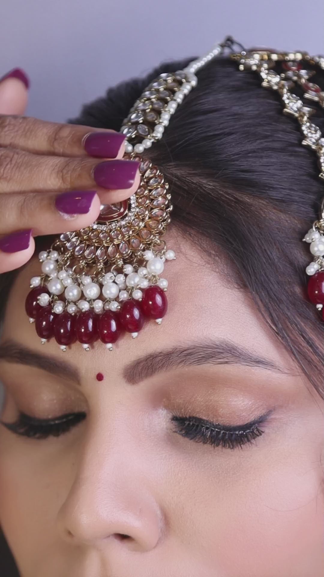 Ruby Polki Bridal Choker Set with Jhumkas, Maang Tikka & Passa video