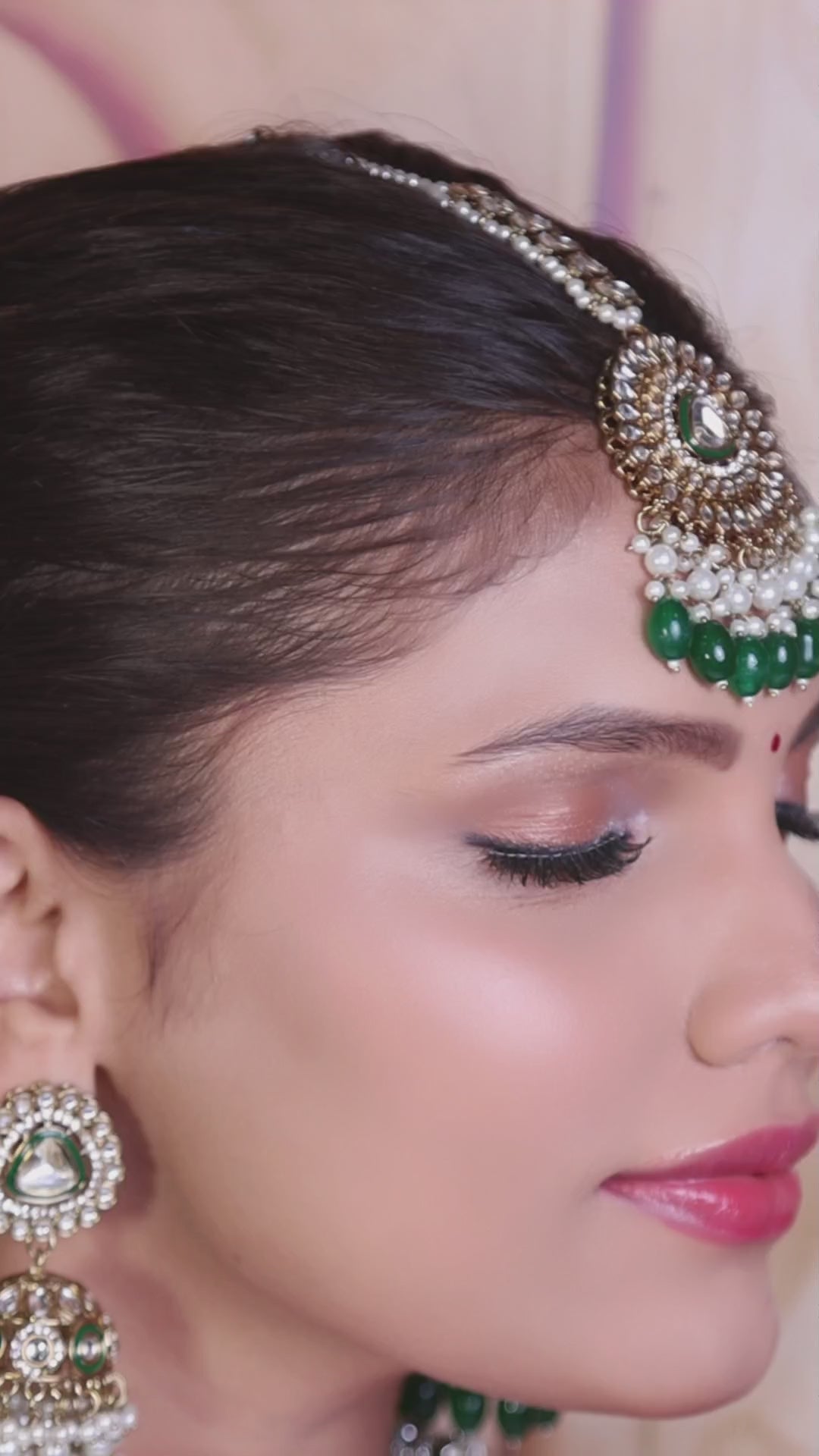 Emerald Polki Bridal Choker Set with Jhumkas, Maang Tikka & Passa video