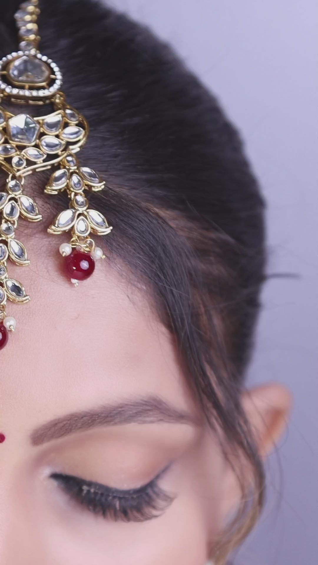 Ruby Red Kundan Cascade Necklace Set with Maang Tikka video