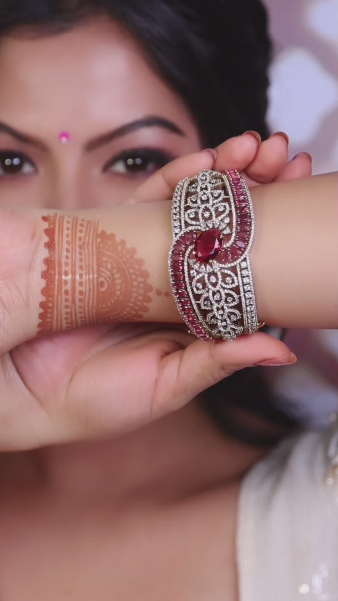 Victorian American Diamond Wave Kada - Pink video
