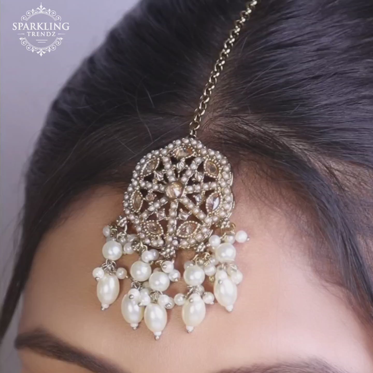 Pearl Long Necklace Set With Maang Tikka