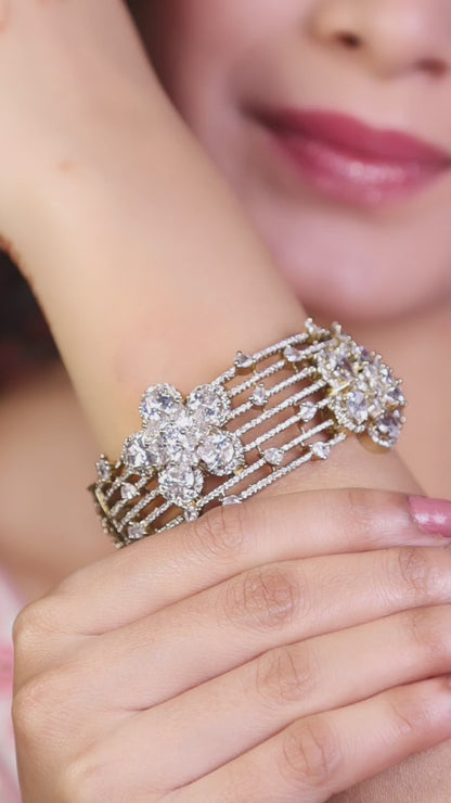 Antique Gold American Diamond Floral Kada video