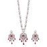 Ruby American Diamond Pendant Necklace Set with Chandelier Earrings