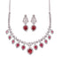 Ruby Red American Diamond Pear Drop Necklace Set