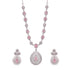 Pink American Diamond Teardrop Pendant Necklace Set