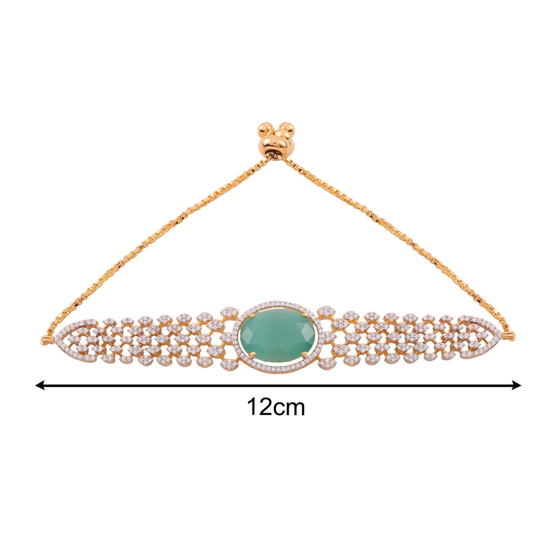 Adjustable Cubic Zirconia Bracelet with Oval Stone - Mint Green