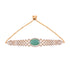 Adjustable Cubic Zirconia Bracelet with Oval Stone - Mint Green, with dimensions