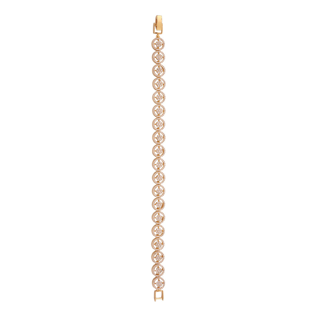 Rose Gold Cubic Zirconia Link Bracelet, with dimensions