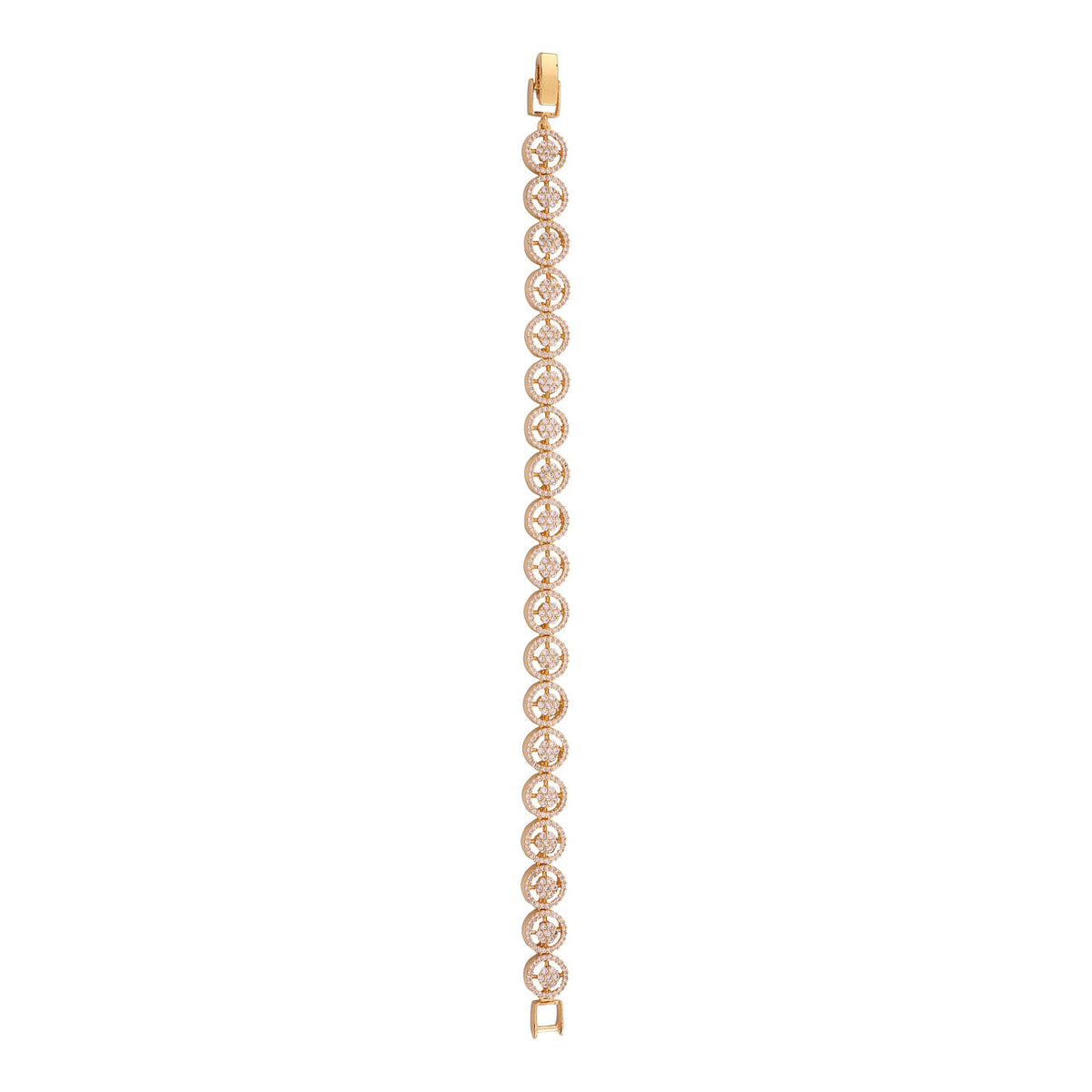 Rose Gold Cubic Zirconia Link Bracelet, with dimensions