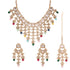Multicolor Kundan Cascade Necklace Set with Maang Tikka