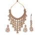 Antique Gold Polki Cascade Bib Necklace Set with Earrings & Maang Tikka