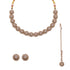 Champagne Polki Floral Necklace Set with Studs & Maang Tikka, with dimensions