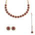 Ruby Red Polki Floral Necklace Set with Studs & Maang Tikka, with dimensions