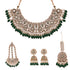 Emerald Polki Bridal Choker Set with Jhumkas, Maang Tikka & Passa, with dimensions