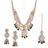 Emerald Green Three Layer Polki Necklace Set with Jhumkas & Maang Tikka