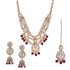 Ruby Red Three Layer Polki Necklace Set with Jhumkas & Maang Tikka