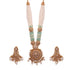 Pearl & Mint Bead Long Necklace Set with Antique Gold Pendant