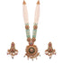 Antique Gold Temple Pendant Long Necklace Set with Pearl & Mint Beads