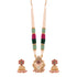 Multicolor Bead Pearl Long Necklace Set with Temple Pendant & Jhumkas