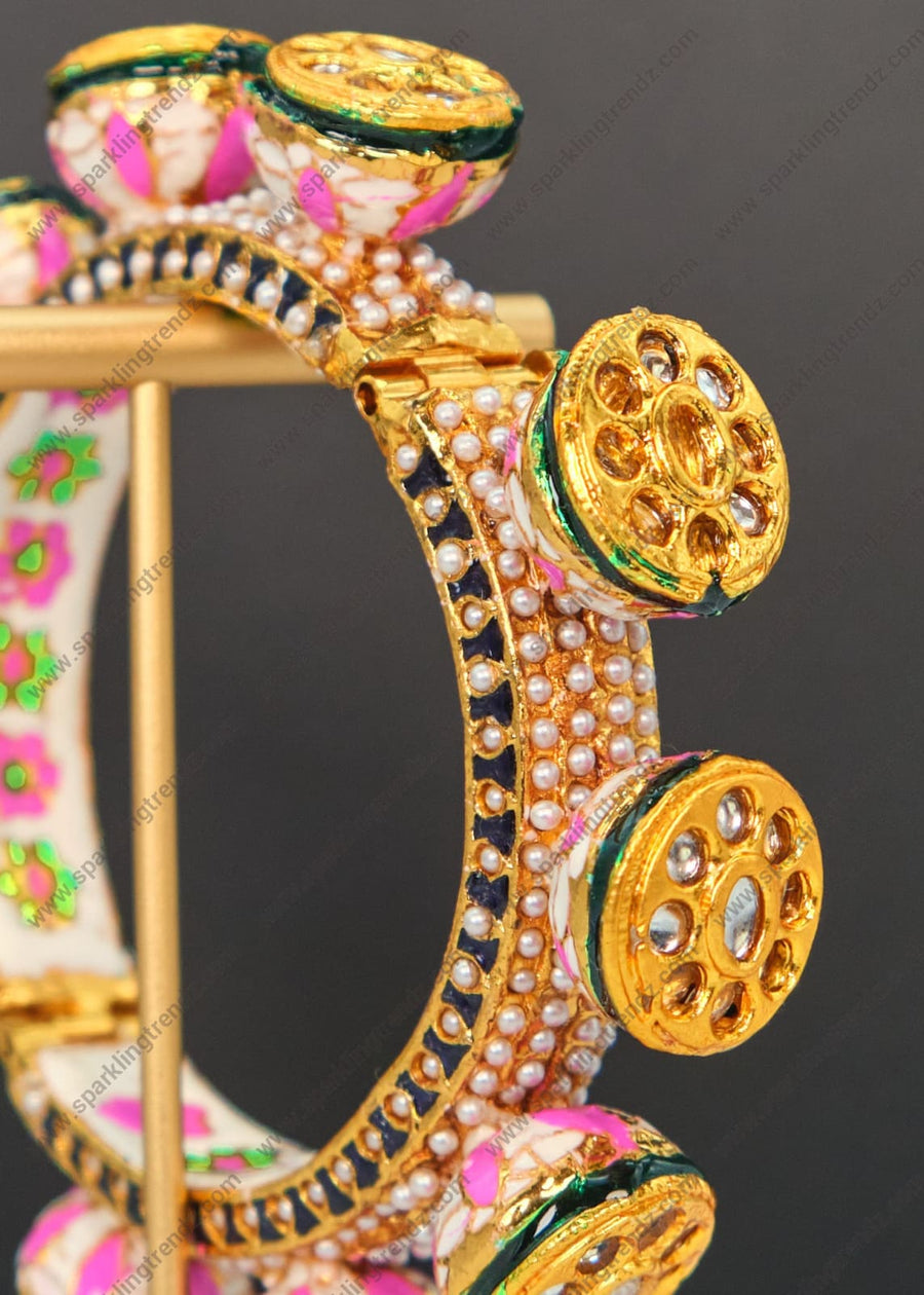 Statement Pacheli Jadau Kundan Openable Kada Bangles