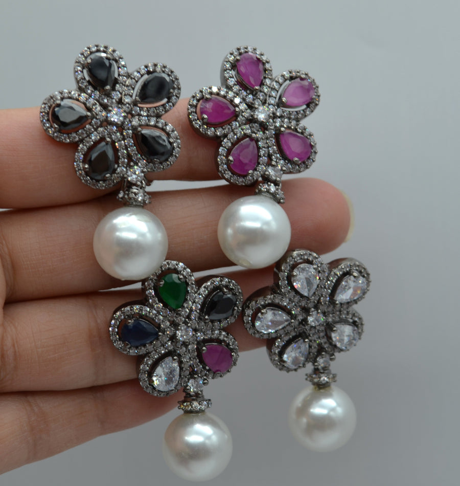 Monalisa Baroque Cz Studs - Victorian Finish Earrings